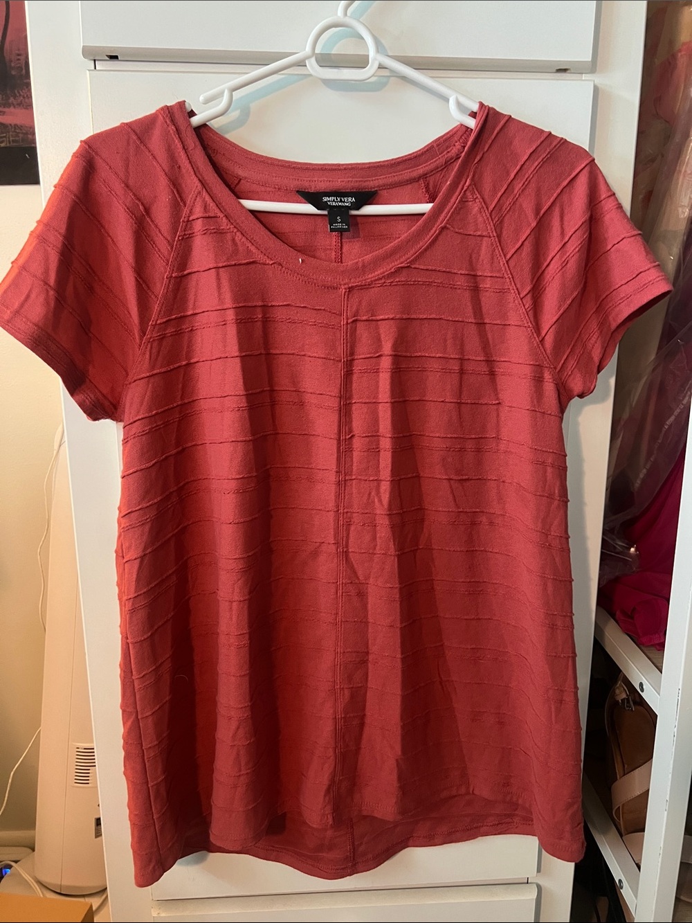 Simply Vera Vera Wang Coral Textured Short Sleeve Tee